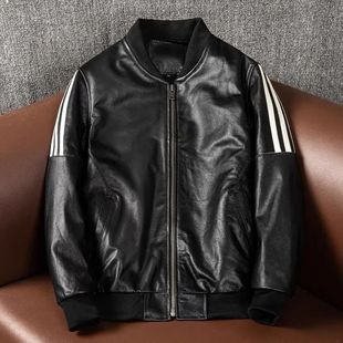 plus size Genuine Leather Men's 2024 Summer Casual Baseball Clothing Pure Leather Jacket plus size Thin Spring and Autumn Coat in stock