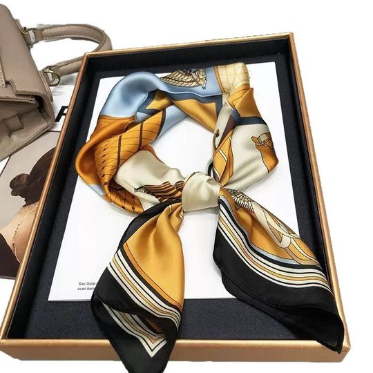 Silk Scarf for Women 70 Square Scarf High-End Korean Fashion Versatile Professional Artificial Silk Small Scarf Retro Printed Silk Scarf