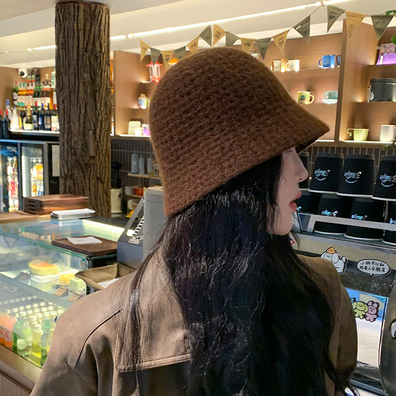 Knitted Hat Children's New Autumn and Winter Face Show Small Solid Color Simple Wool Bucket Hat Warm and Fashionable_voghion.com