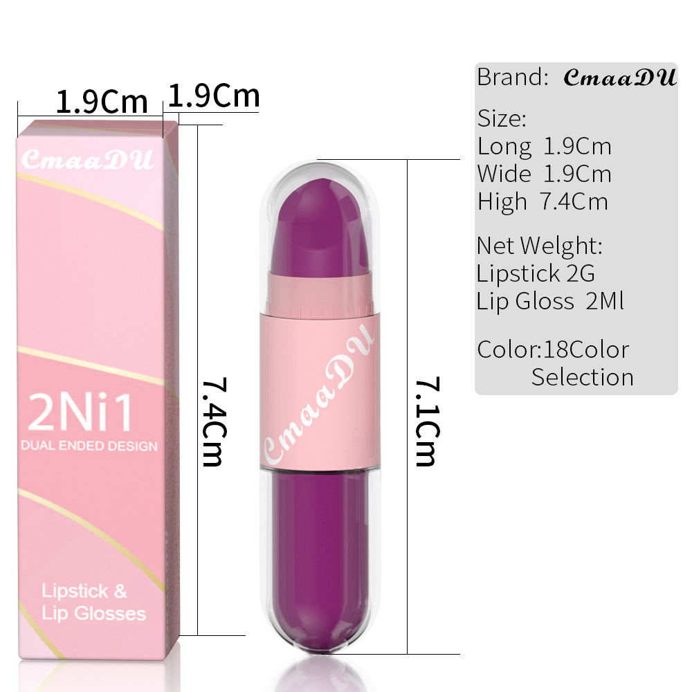 Check it out! Link Disclaimer - Exclusive for foreign trade :CmaaDu Face Color Lipstick and Lip Gloss Two-in-one Matte finish Application Scenario