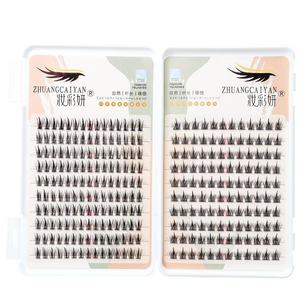 20 filas de orejas de trigo puro libro de pestañas silvestres trilogía mezclado pestañas postizas natural solo segmento de racimo de gran capacidad de ojo de Diablo