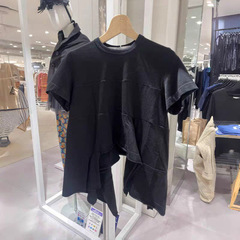 CDG KZYU 25春夏新款日系不规则结构拼接修身短袖圆领T恤上衣女款