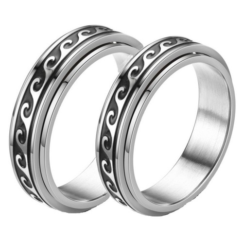 Cross-border marking and engraving pattern, rotatable and pressure-reducing stainless steel ring, fashionable and simple jewelry