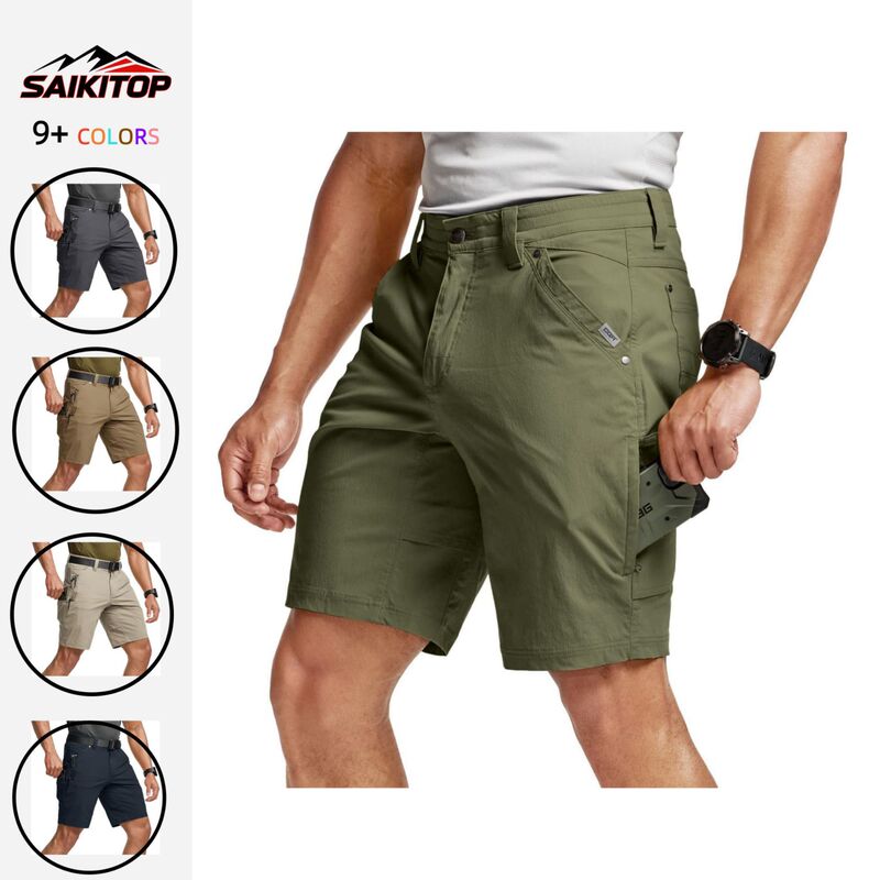 Men's Stretch Utility Shorts Lightweight Quick Dry Casual Shorts Hiking Golf Cargo Shorts with Zipper Pockets