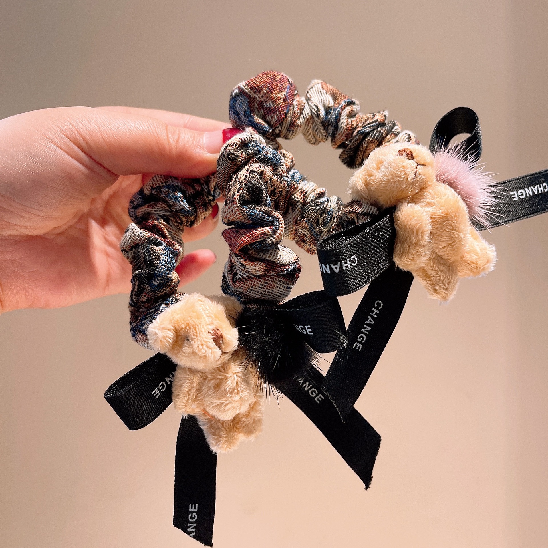 Korean Version Temperament Cute Bear Doll Hair Circle Letter Ribbon Bow Knot Hair Rope Jewelry display picture 9