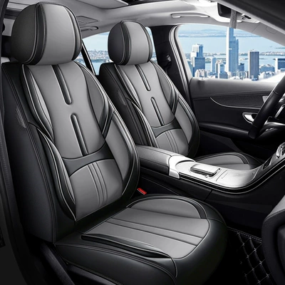 New car seat cushions made of Nappa leather, 8-piece full car seat cover set, universal for all seasons, full-cover leather seat covers