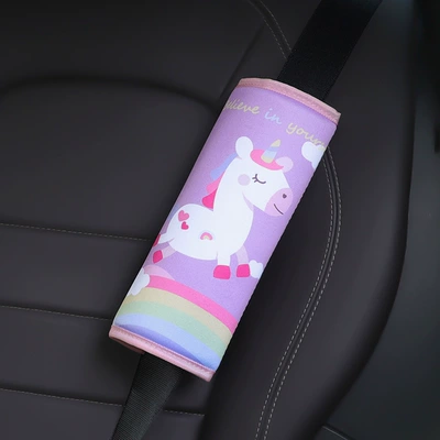 Children's Car Seat Belt Adjusting Fixer Cute Cartoon Baby Car Rear Sleeping Anti-Neck Shoulder Cover (Seat belt shoulder pad) - rainbow-unicorn-shoulder-pads