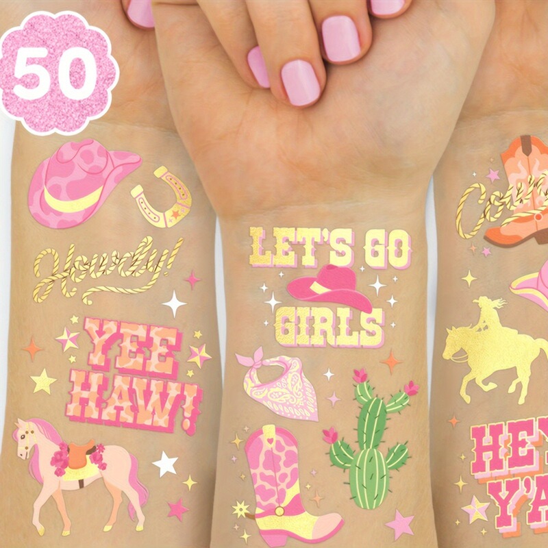 2Pcs New Arrival Bachelorette Kids Tattoo Stickers Unicorn Mermaid Party Western Theme Temporary Tattoo Stickers