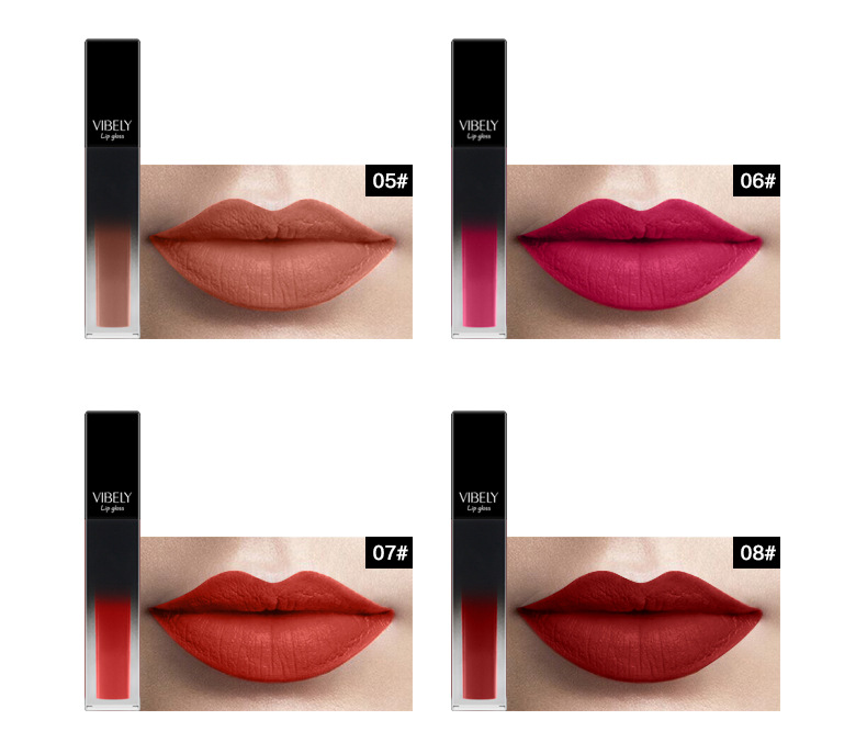 VIBELY matte nude liquid pearlescent lip gloss from Europe and America, matte non-stick cup, non-fading lip gloss, a bestseller in foreign trade undefined