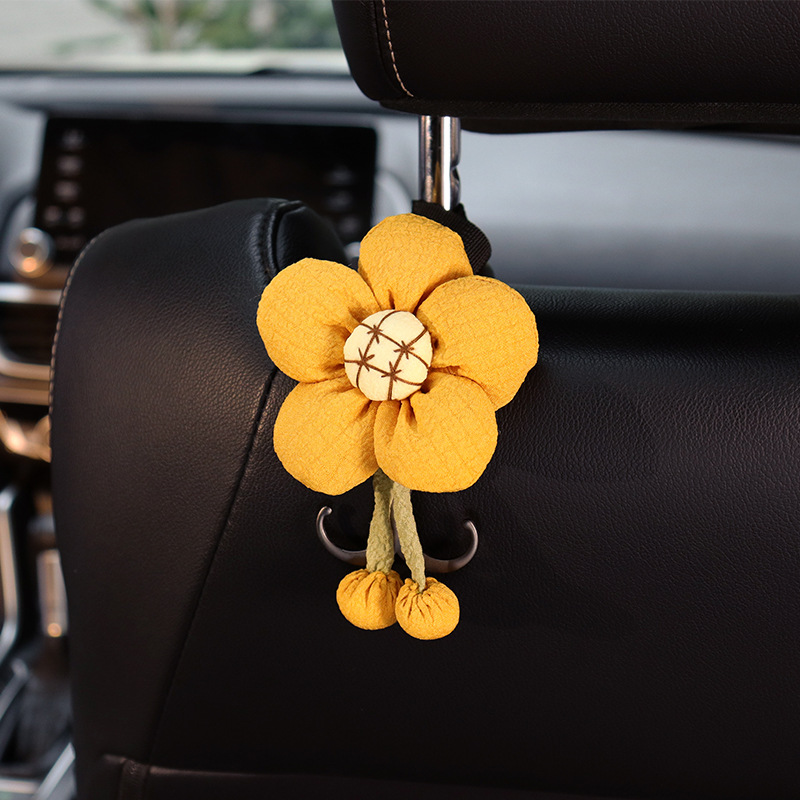 Doble gancho montado en automóviles, asiento de automóvil trasero, flores lindas, gancho de metal multifuncional, accesorios para automóviles, buenas cosas prácticas
