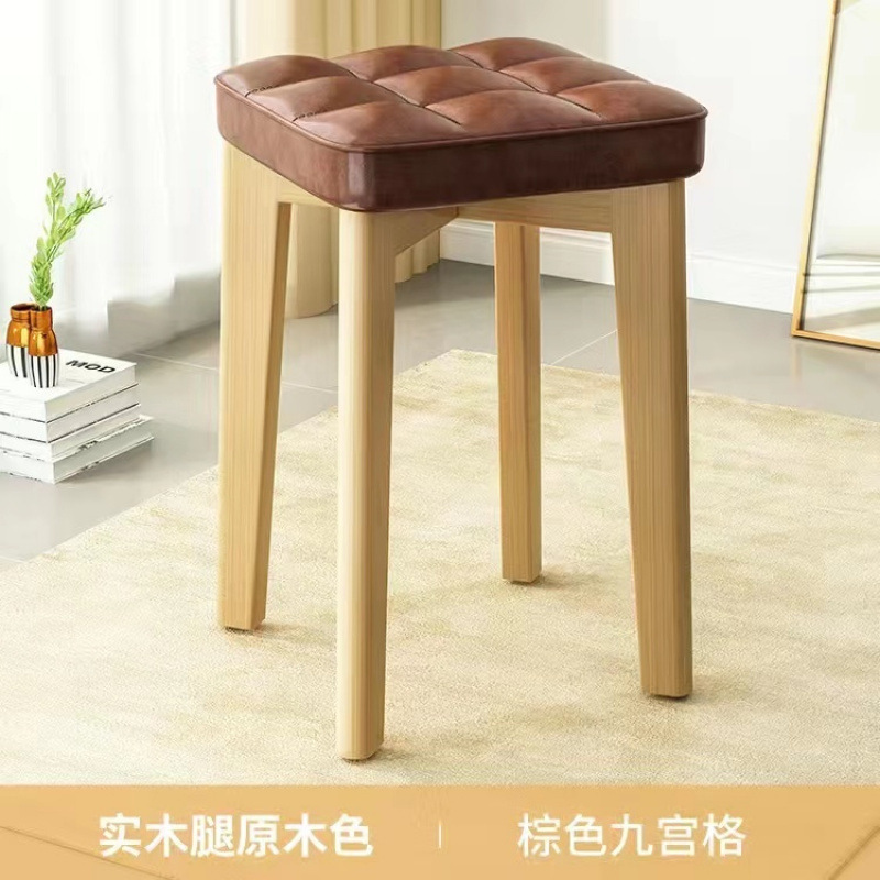 無垢材のソフトシートスツールは積み重ね可能、モダンでシンプルな家庭用ダイニングテーブルと椅子、リビングルームの小さなベンチ、シンプルなコーヒーテーブルと正方形のスツール|undefined