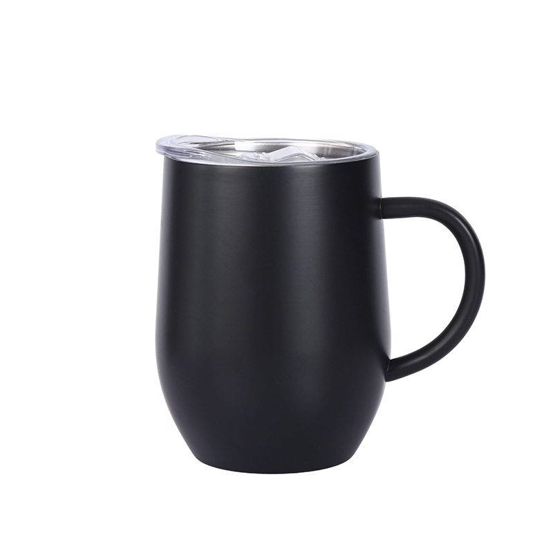 Taza de cáscara de huevo creativa transfronteriza con mango 304 taza de acero inoxidable taza de café de aislamiento con tapa portátil al por mayor