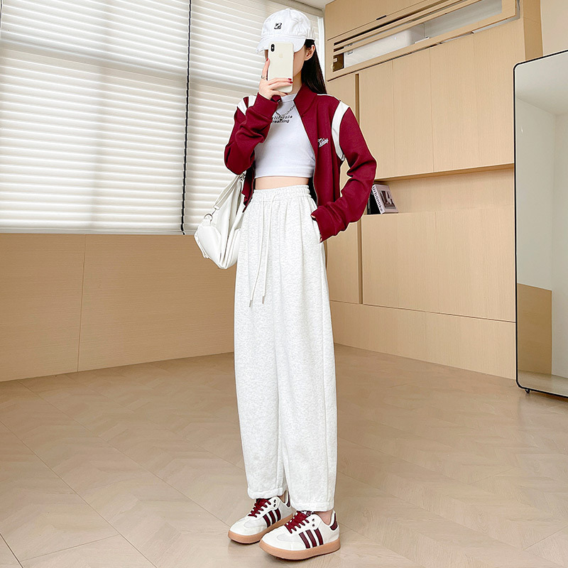 【半价福利】华棉运动休闲卫裤女秋冬松紧腰宽松收脚直筒裤子女款|undefined