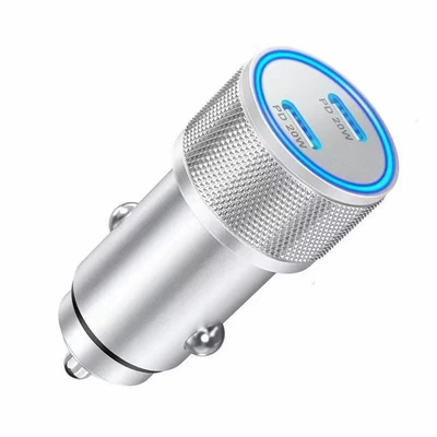 Manufacturer Wholesale Car Charger Pd38W Dual Pd Car Charger Fast Charging for Mobile Phones One-To-Two Aluminum Alloy Fast Charger (Mobil şarj cihazları) - pd20w-pd20w-40w-silver-opp-bag