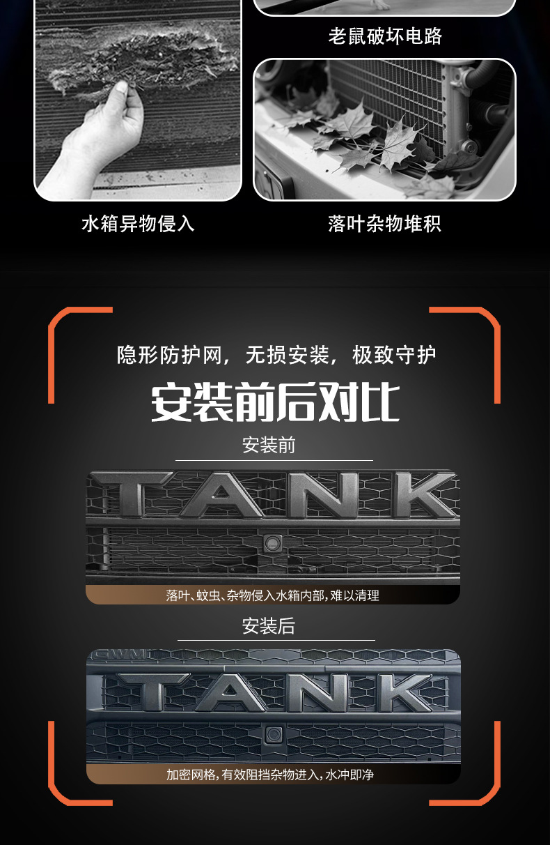 26 models of Tank 300Lhi4z/t anti-insect net, snap-on grille, radiator protection net, dustproof net cover, no-disassembly modification