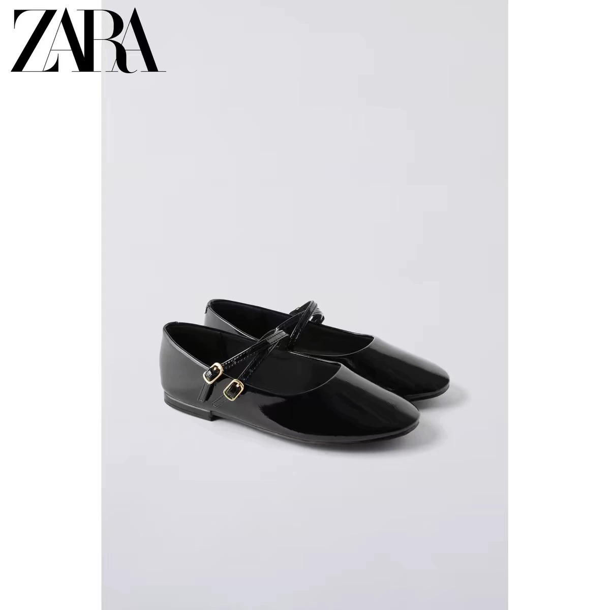 ZA, популярные универсальные туфли Мэри Джейн на плоской подошве с мелким горлышком для девочек, новые летние маленькие кожаные туфли во французском стиле со юбкой