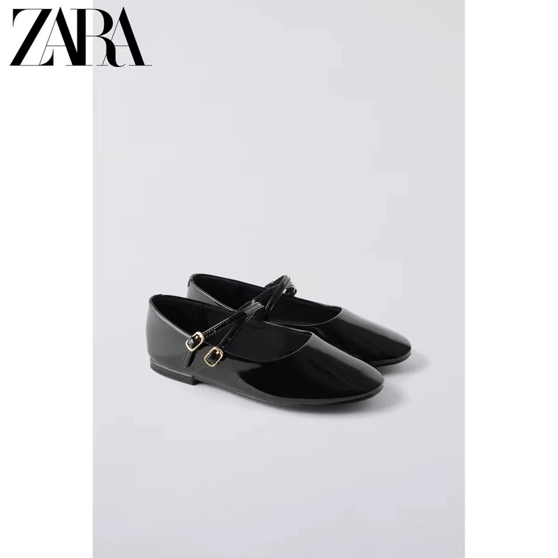 Zara модные универсальные летние туфли «Мэри Джейн» с низким вырезом на плоской подошве подходят к юбкам