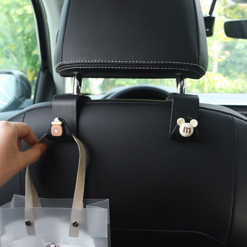 Gargancho de automóvil asiento interior de automóvil trasero multifuncional objeto invisible pequeño gancho de dibujos animados almacenamiento de automóviles artículos de decoración interior