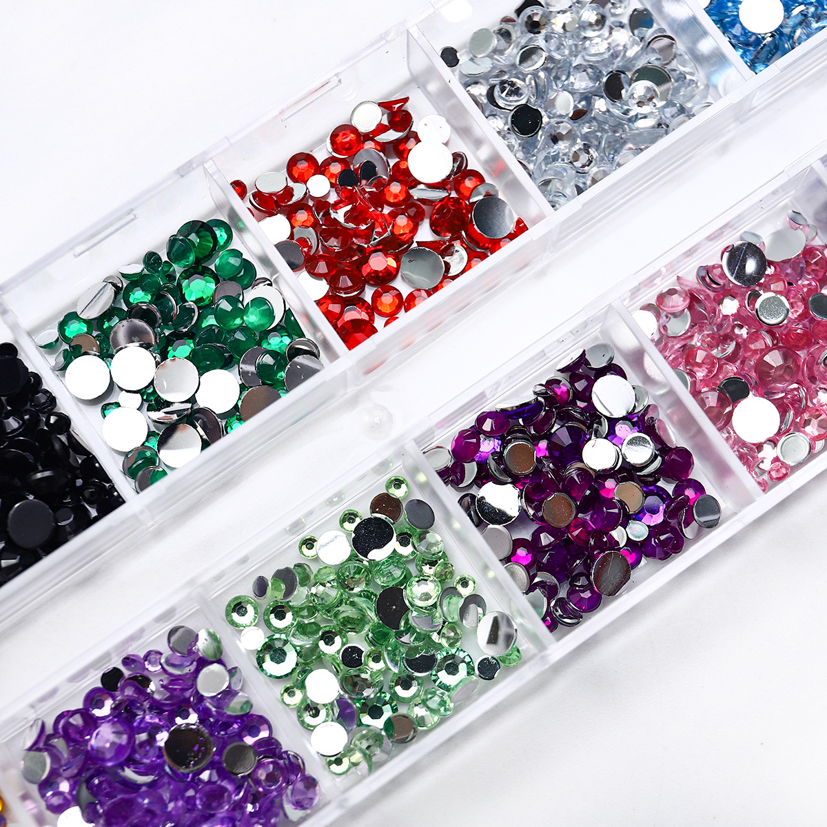 Joyas de manicure mezcladas explosivas de manicure 12 barras de caja de diamante plano accesorios de manicure materiales de manicure