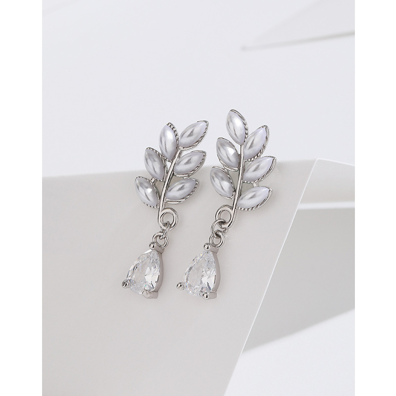 Pendientes de perlas artificiales de Plata de Ley 925 para mujeres nicho diseño retro pendientes simples elegantes pendientes de alta calidad