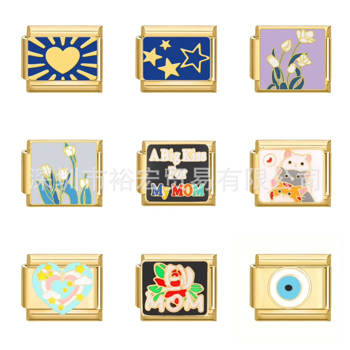 Браслет-модуль из нержавеющей стали с золотым сердцем, для самостоятельного изготовления, в геометрическом стиле, для трансграничной торговли