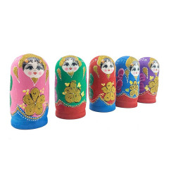 人気の木製ロシアの人形五六七階の人形は手でフロストの美しい模様を描いている