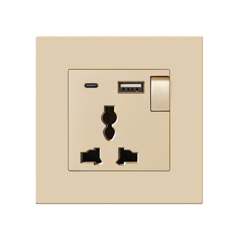 Foreign Trade UK Standard 86-Type Wall-Mounted 13A British-Style Multi-Function USB + Type-C 18W Fast-Charging Power Socket