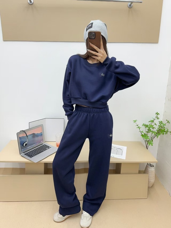alo clas秋冬季新款加绒运动阔腿裤休闲百搭高腰宽松直筒裤卫裤女|undefined