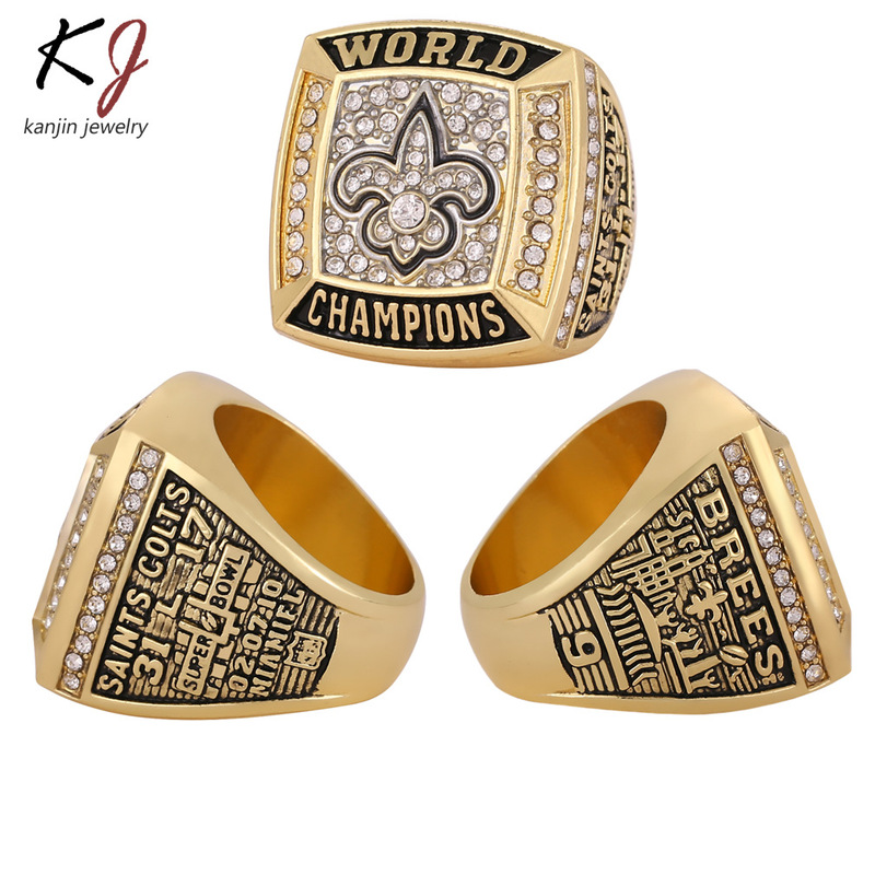 Amazon NFL 2009 High Quality Steel Die New Orleans Saints Super Bowl Championship Ring Men's Ring