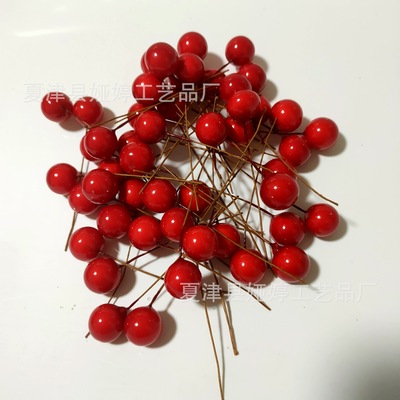 simulation Holly Small red berries longevity Rich fruit Lunar New Year flower Gift box Christmas Berry parts single 1cm1.5