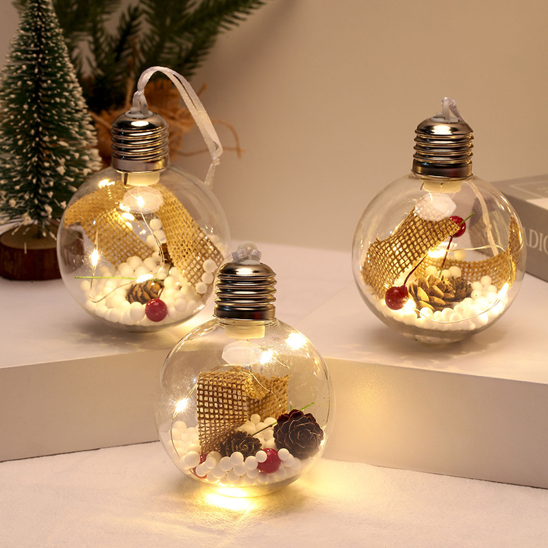 Cruz-frontera exclusiva bola transparente de navidad PET bola de navidad 6cm-8cm luces de colores bola de navidad decoraciones de navidad colgante