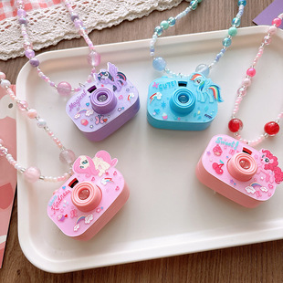 Cute Cartoon Pony Children's Projection Necklace Girls Toy Luminous Camera New Girls Pendant Hanging Chain