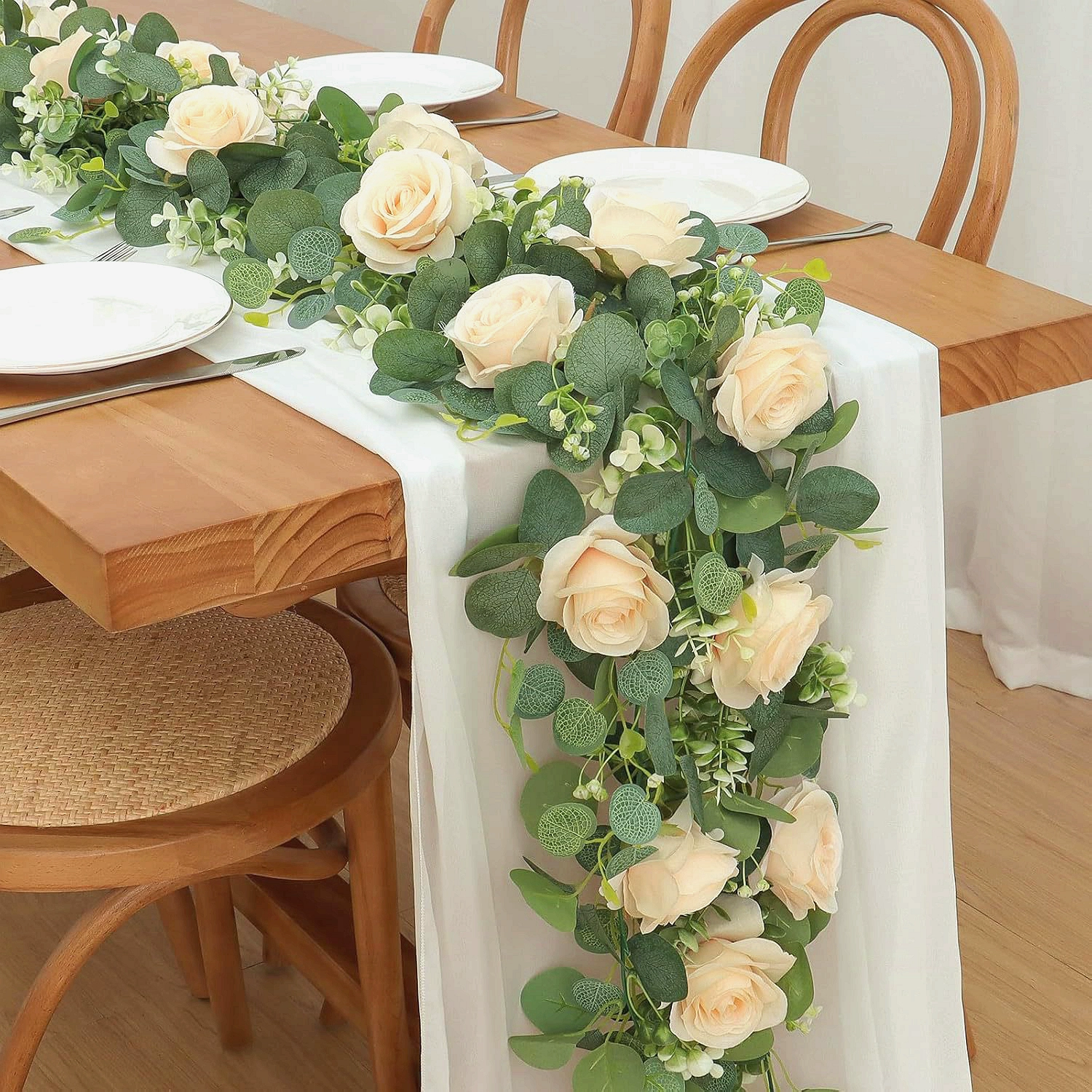 Cross-border simulated flower eucalyptus leaves eucalyptus rattan home wedding simulation green plant dining table decoration high simulation