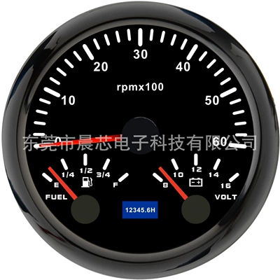 Multi-Function Three-In-One Car Instrument — automobile instrument - cx8295b-black-dial-black-cover-6k-rpm-oil-level-voltage-8-16v