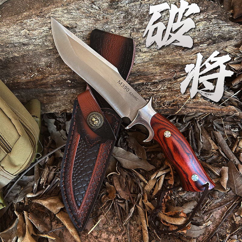 破将M390户外一体钢高硬度锋利直刀水果刀便携防身露营刀耐用