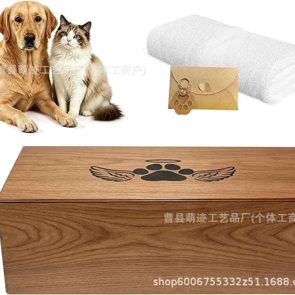 Dog bone ash box, cat bone ash wooden box, storage box, wooden memorial box, pet funeral supplies wholesale