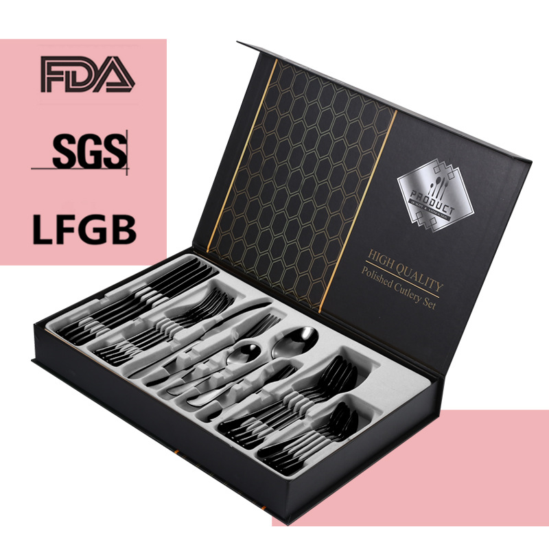 1010 cinco piezas principales transfronteriza cuchillo de comida occidental, tenedor y cuchara traje de caja de regalo
