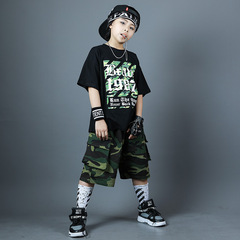 Boys' Summer Outfit Set 2024 New Trendy and Cool Short-sleeve Clothing Stylish Children's Summer Camouflage Outfit