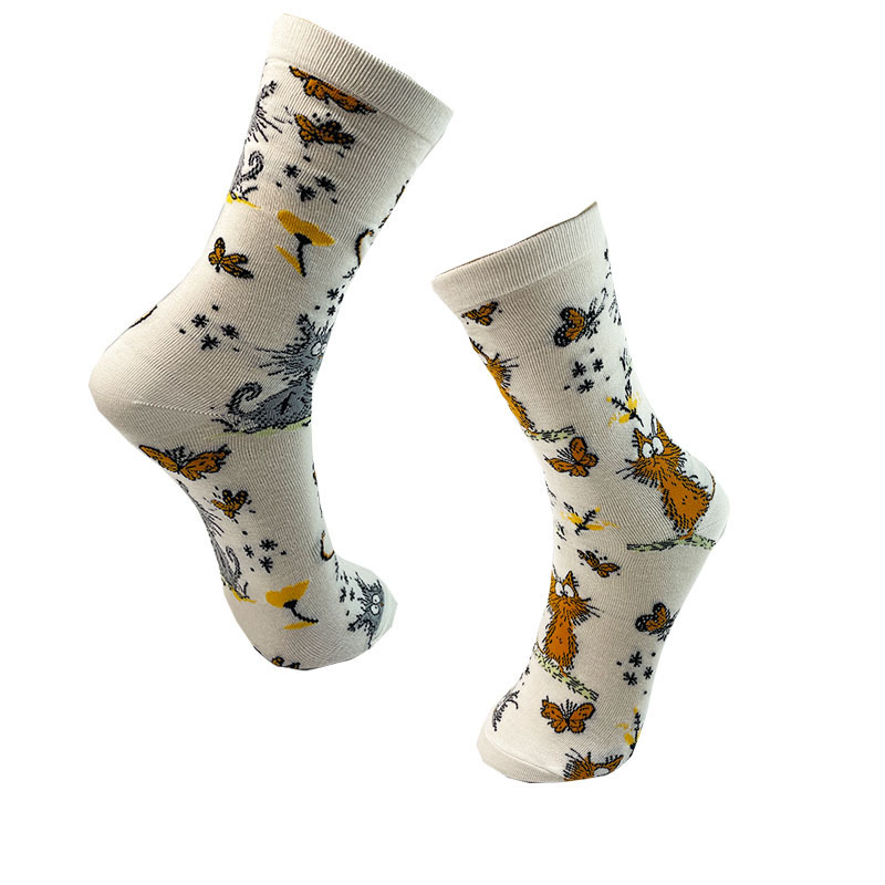Japanese Retro Cute and Adorable Cat-Themed Youthful Artistic Style Bamboo Fiber Women's Mid-Calf Socks