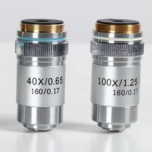 生物显微镜配件195铜物镜4X10X20X40X60X100X高清高倍油镜