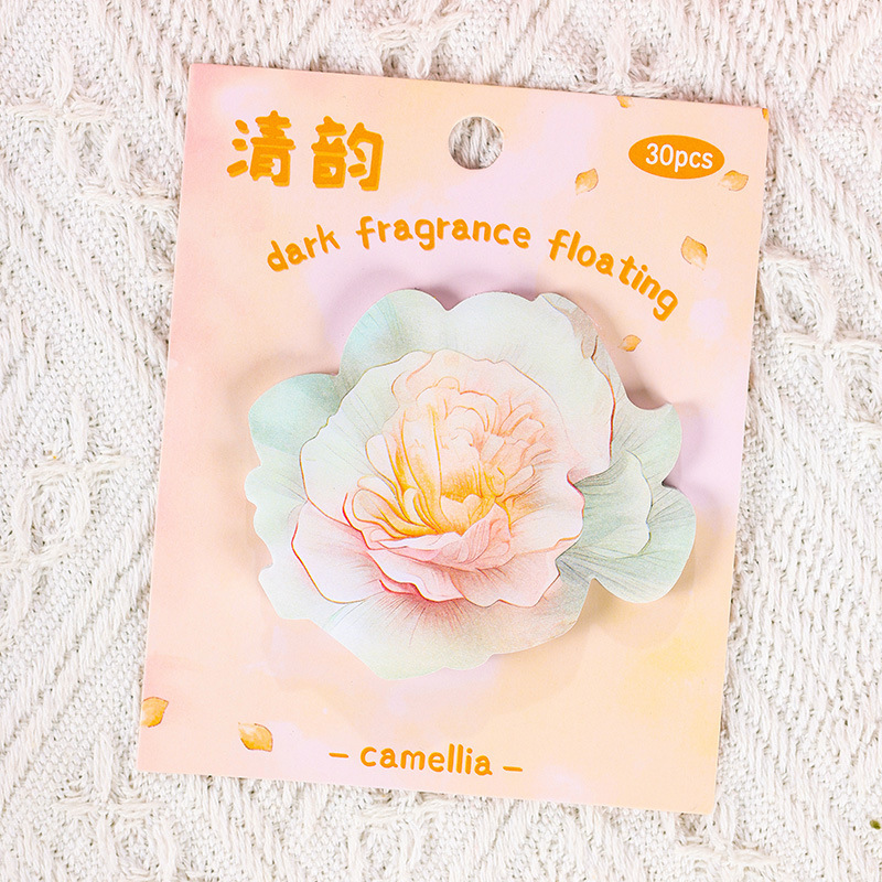 Fragancia oscura serie flotante flor nota adhesiva pequeña fresca con pegajosa flor retro N veces pegatinas mensaje nota papel