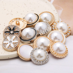 Small Perfume Windproof Alloy Hand-Stitched Button Women's Knit Sweater Coat Button High-Quality Round Windbreaker Jacket Metal Button