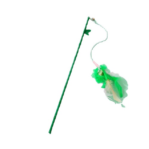 Bamboo cat teasing stick, pet cat toys, feather cat teasing rope, cat fishing rod, bite-resistant and wear-resistant pet cat supplies
