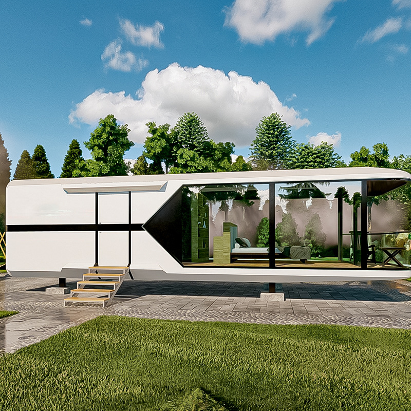 Casa Móvil Cápsula Espacial, Alojamiento al Aire Libre, Habitación con Cielo Estrellado, Terraza de Aleación de Aluminio, Casa con Protección Solar, Fabricación y Ensamblaje de Almacén Apple