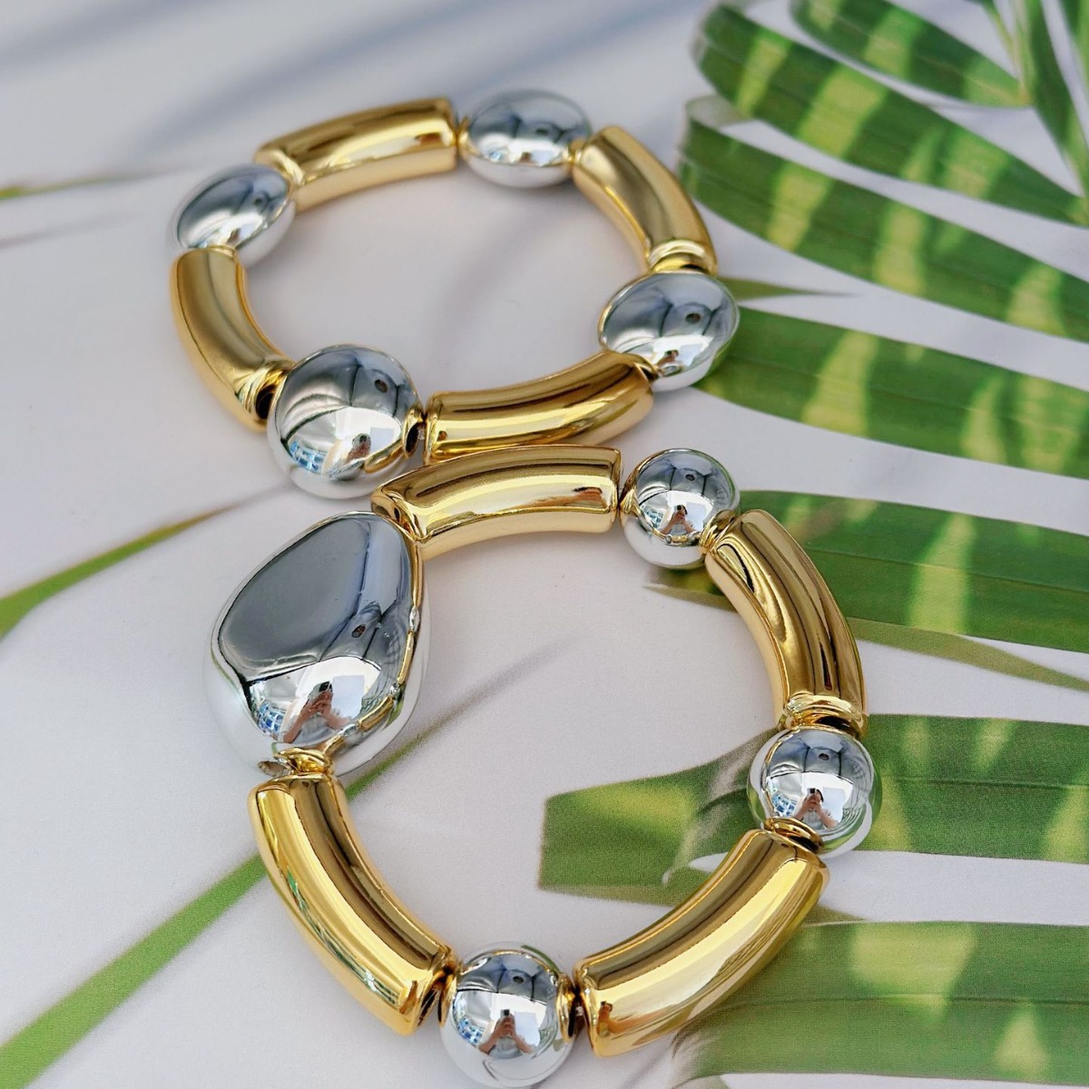 CCB Chain Material 1 Piece Quantity Casual Simple Style Color Block CCB Wholesale Bangle