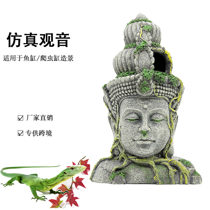 Crawler caja acuario decoración ornamental Fish Tank paisaje resina artesanía simulación Bodhisattva Buda templo