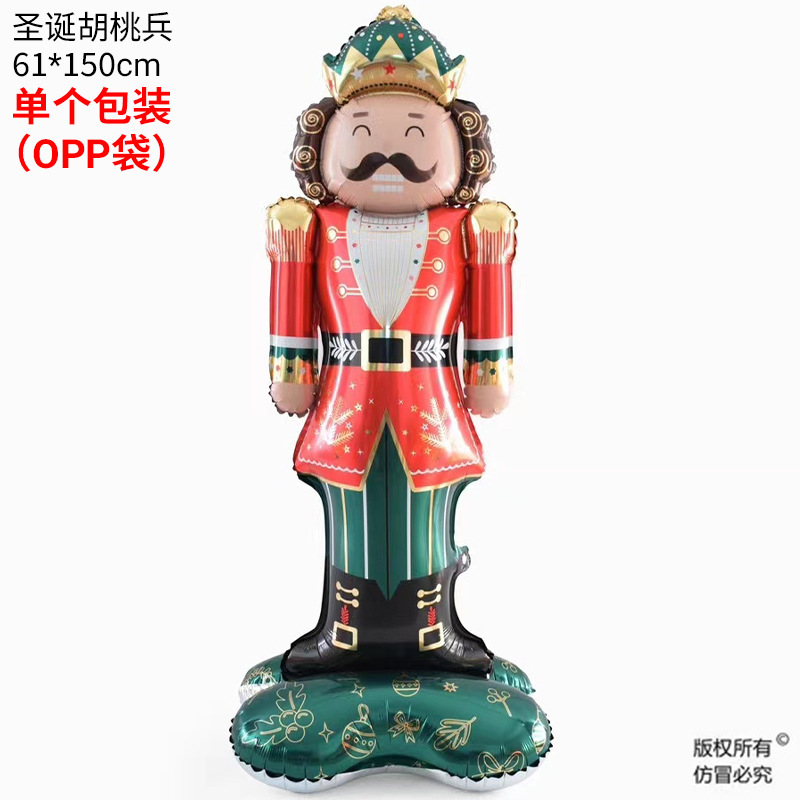 Globo de Navidad 4D de gran tamaño (Santa, trineo, renos), con base tridimensional para pie, decoración para árbol de Navidad