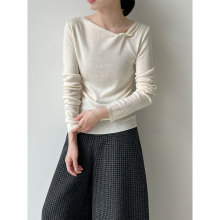 鹿西 韩系个性羊毛扭结不规则设计感小众针织衫秋季长袖小衫ss828