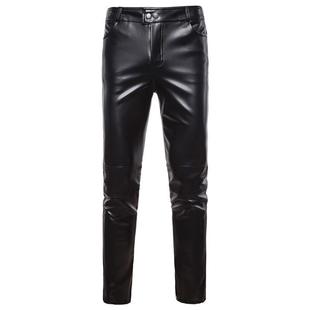 Activity cross-border foreign trade wholesale autumn and winter tide pants nightclub Korean version of golden performance pants slim PU leather pants men's
