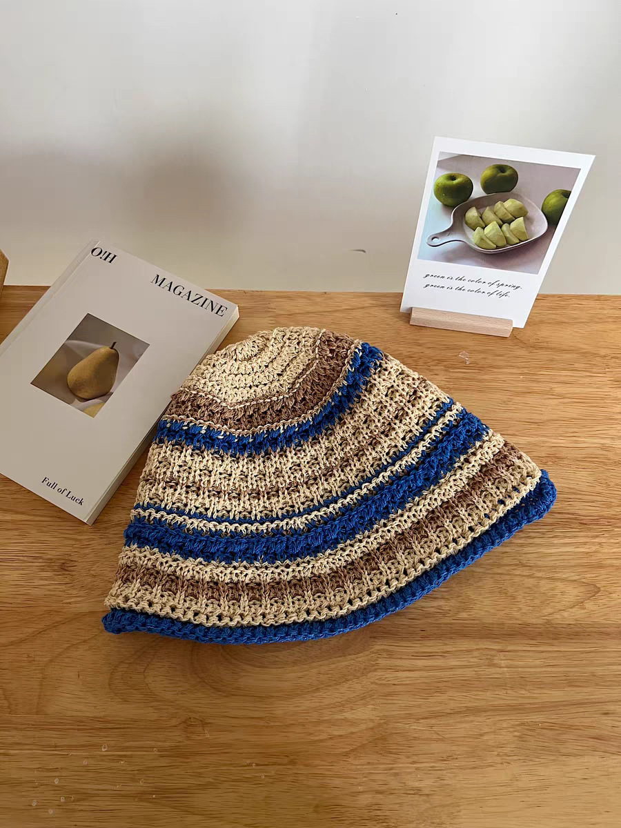 バケットハット 手編み風ボーダー柄バケットハット